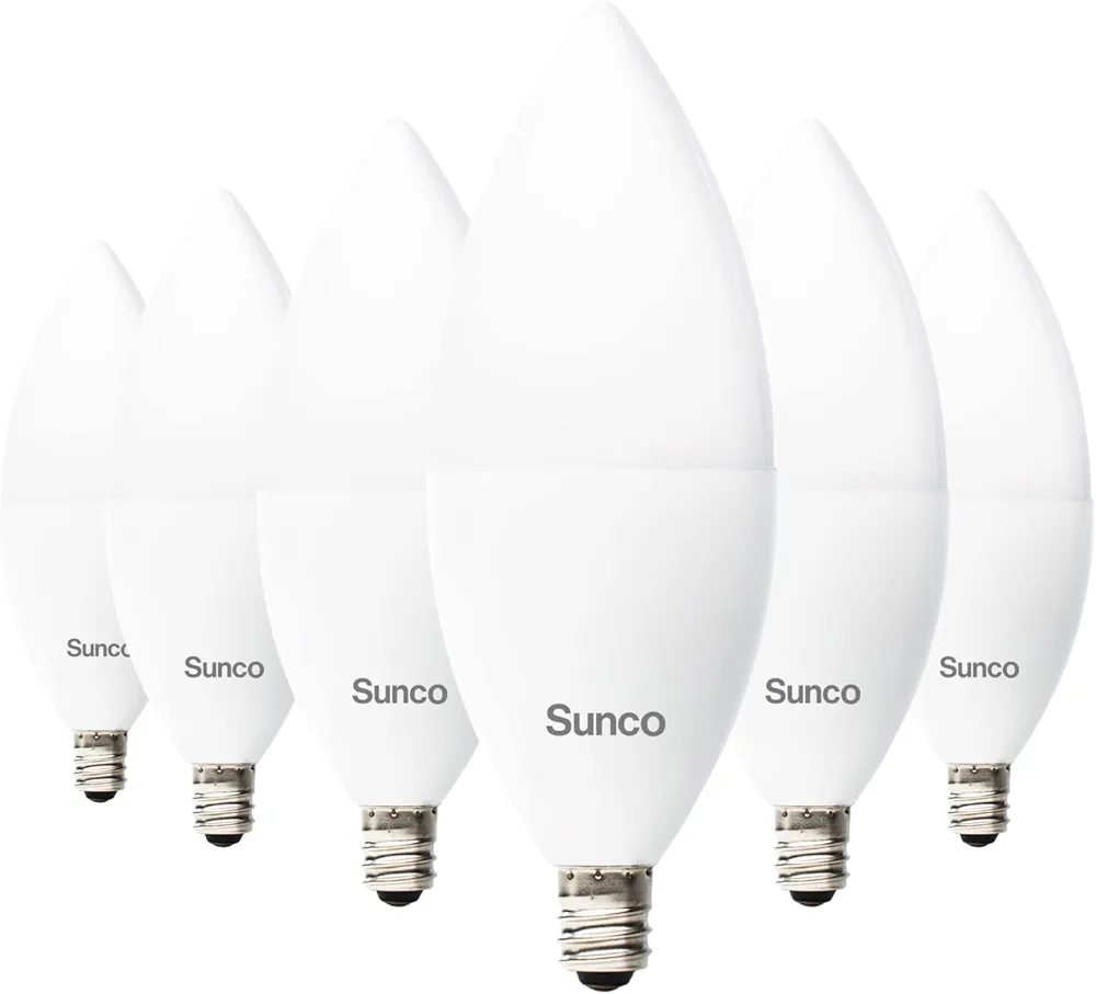 Sunco Dusk to Dawn Light Bulbs Outdoor Light Sensing B11 LED Candelabra Bulb, Photocell Sensor 5W=40W, 2700K Soft White, 450 LM, E12 Base, Frosted, Decorative Light for Sconces - UL 6 Pack