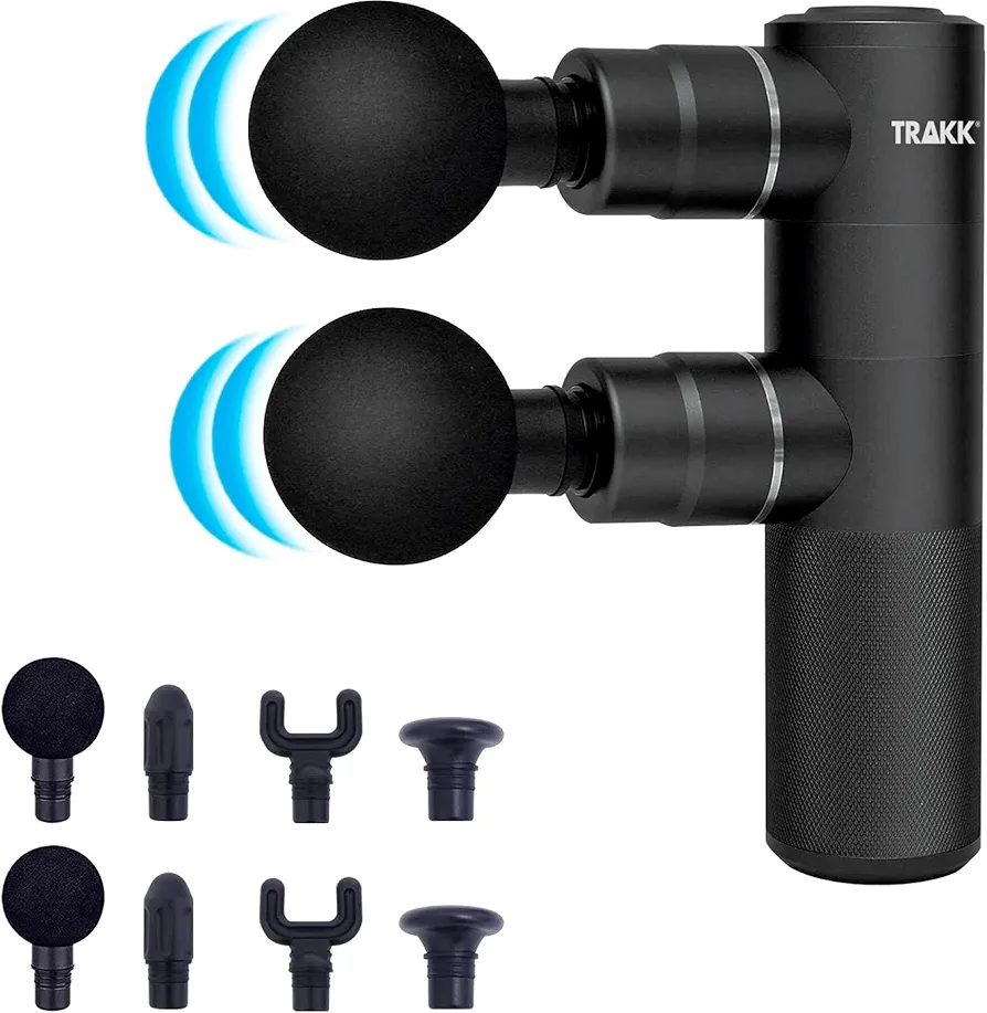 TRAKK Double Head Massage Gun for Muscle and Pain Relief- Multiple Heads and Modes