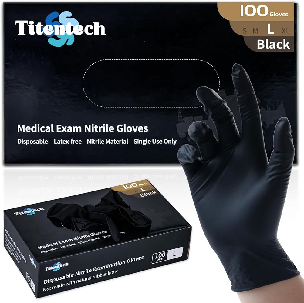 Disposable Nitrile Exam Gloves Black Cooking Gloves Disposable Food Safe 3mil 100PCS/BOX