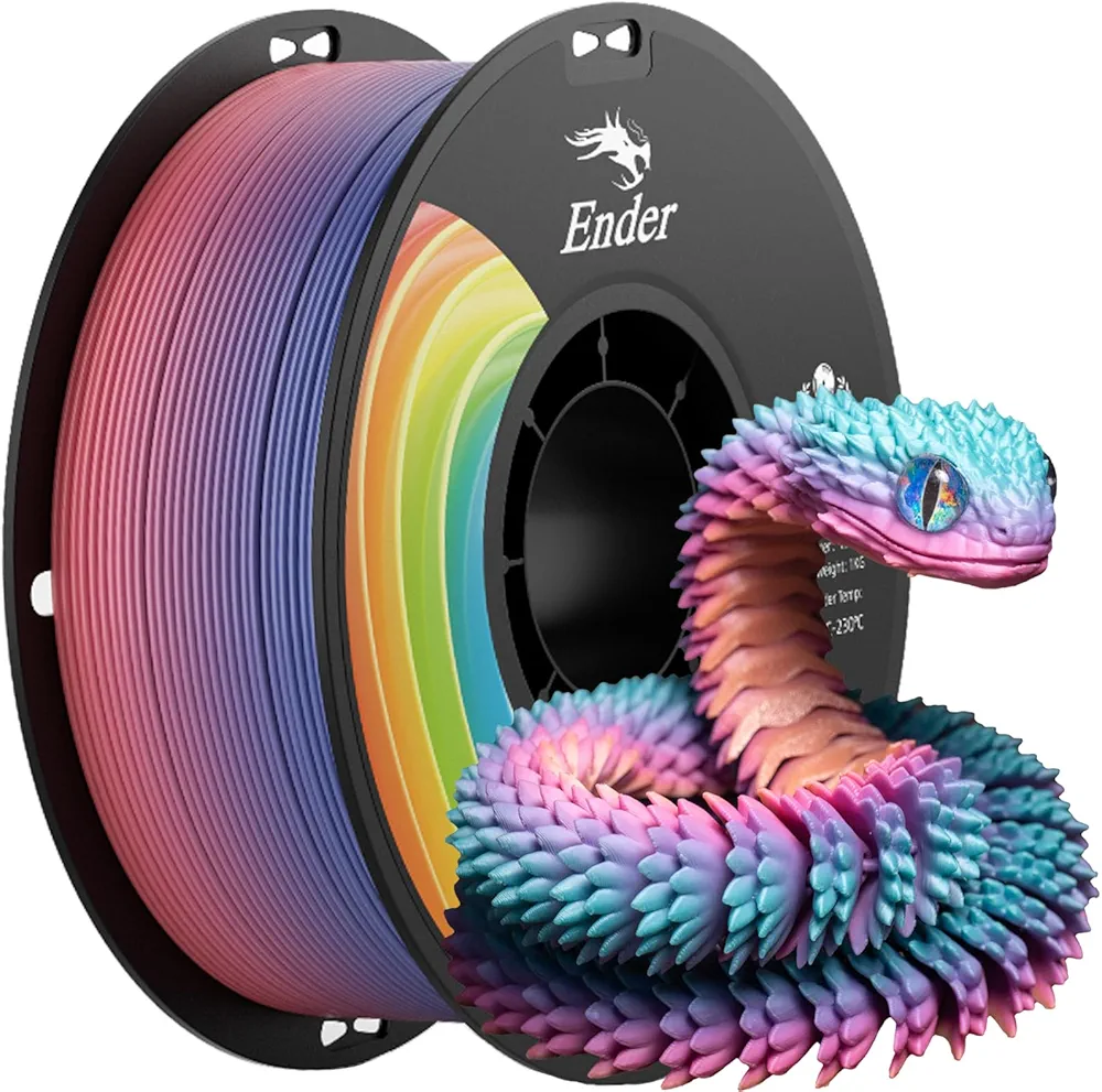 Creality 3D Printer Filament 1.75mm, Rainbow Upgrade PLA+ Filament Strong Toughness No-Tangling Vacuum Packaging 3D Printing Filament Fit Most 3D Printers, 1kg Spool, Accuracy +/- 0.02mm, Multi-Color