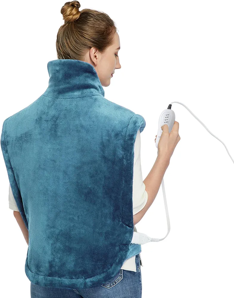 CAROMIO Heating Pad for Back Pain Relief, Neck and Shoulders Electric Heating Pads Large Size, Weighted Full Body Back Heat Pad with Auto Shut Off, Fast Heating and 4 Heat Settings (Teal, 33"x22")