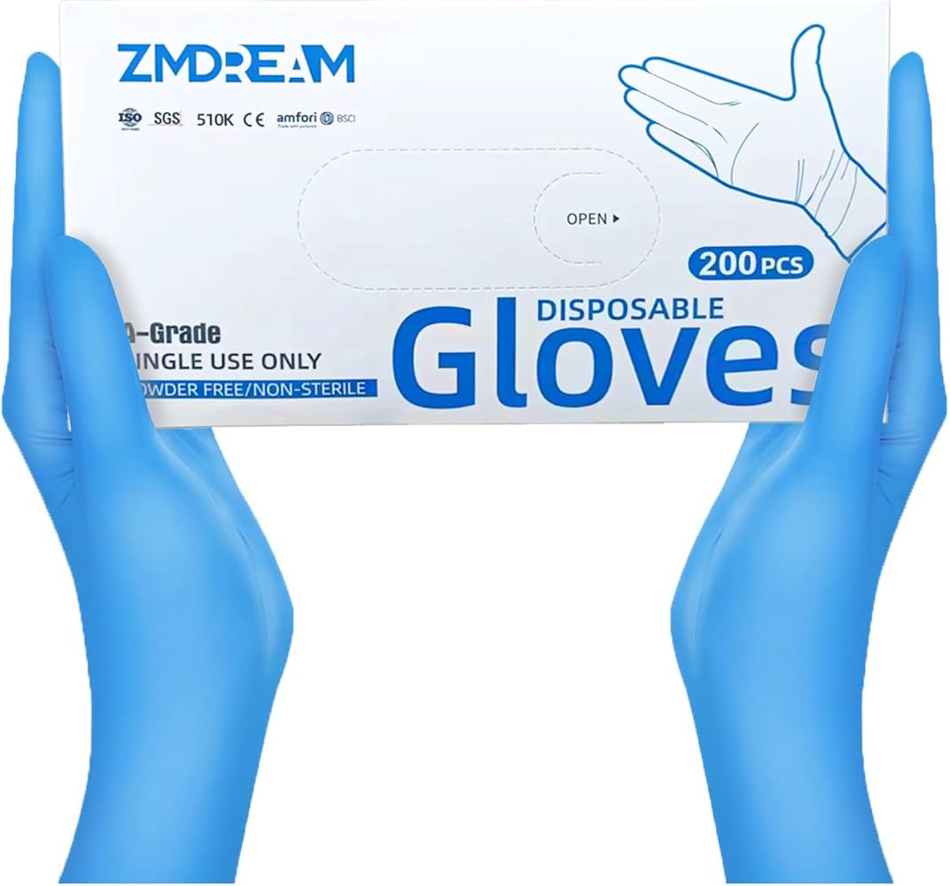 Box of 200 Nitrile Gloves Multi-Purpose Use for Cleaning Food Painting Blue 4 Sizes S M L XL 4 mil Thickness