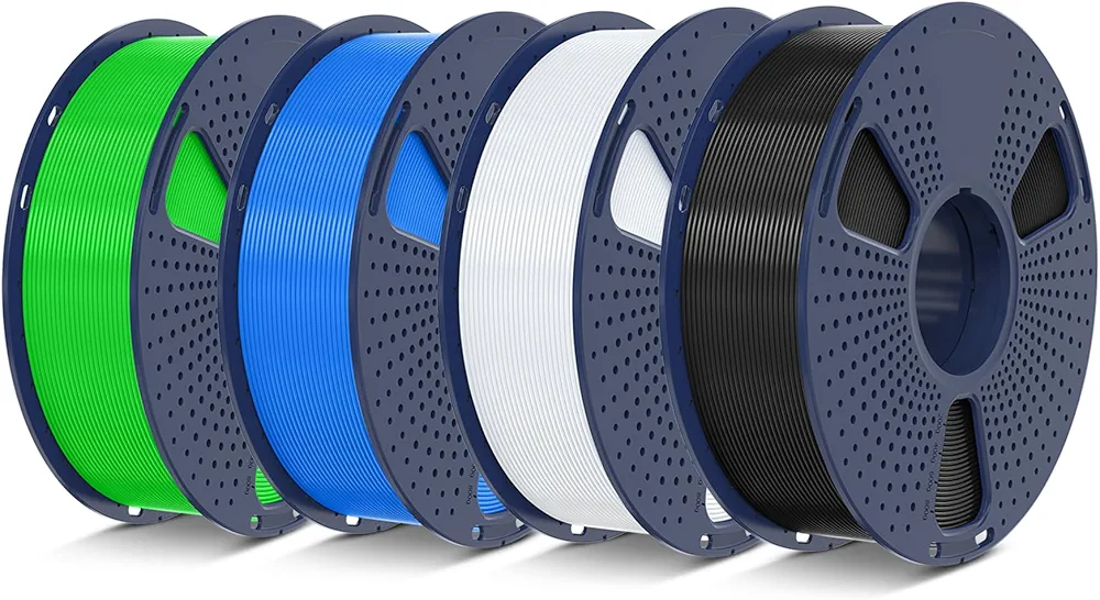 SUNLU 4KG High Speed PLA Filament 1.75mm, 30mm/s - 600mm/s Print Range, 3D Printer Filament 4kg, 1kg per Spool, Pack of 4, 4 Colors, Black+White+Blue+Green