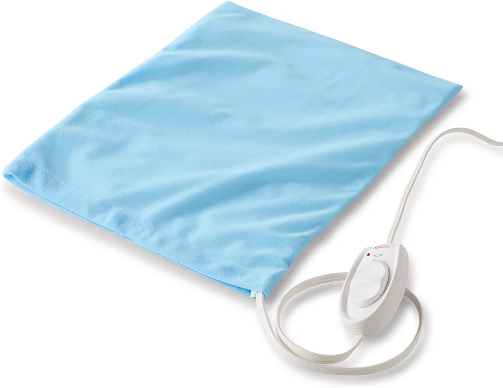 Sunbeam Heating Pad for Pain Relief | Standard Size Ultra Heat, 3 Heat Settings | Light Blue, 12 Inch x 15 Inch