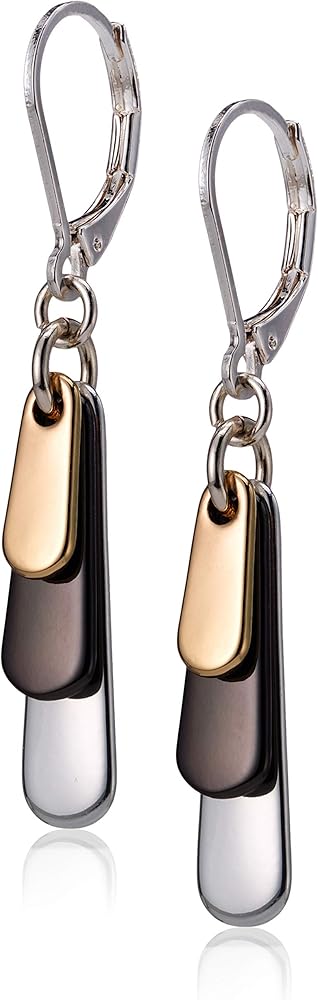 Nine West "Metal Motion" Tri-Tone Shaky Drop Earrings, Multi