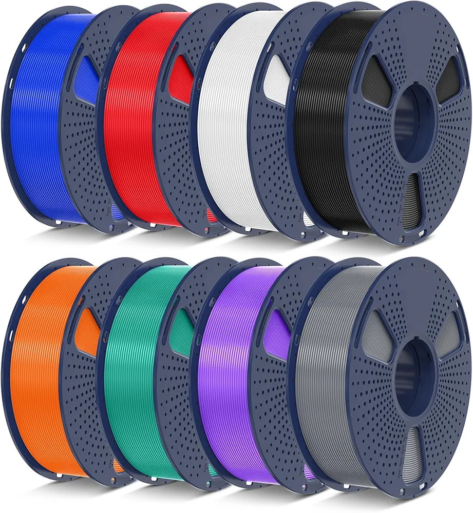 SUNLU 8 Packs ASA Filament 1.75mm, UV/Rain/Heat Resistant 3D Printer Filament, Great 3D Filament for Outdoor, 1.84kg in Total, 0.23kg per Spool, 8 Colors, Black+White+Grey+Blue+Green+Red+Orange+Purple