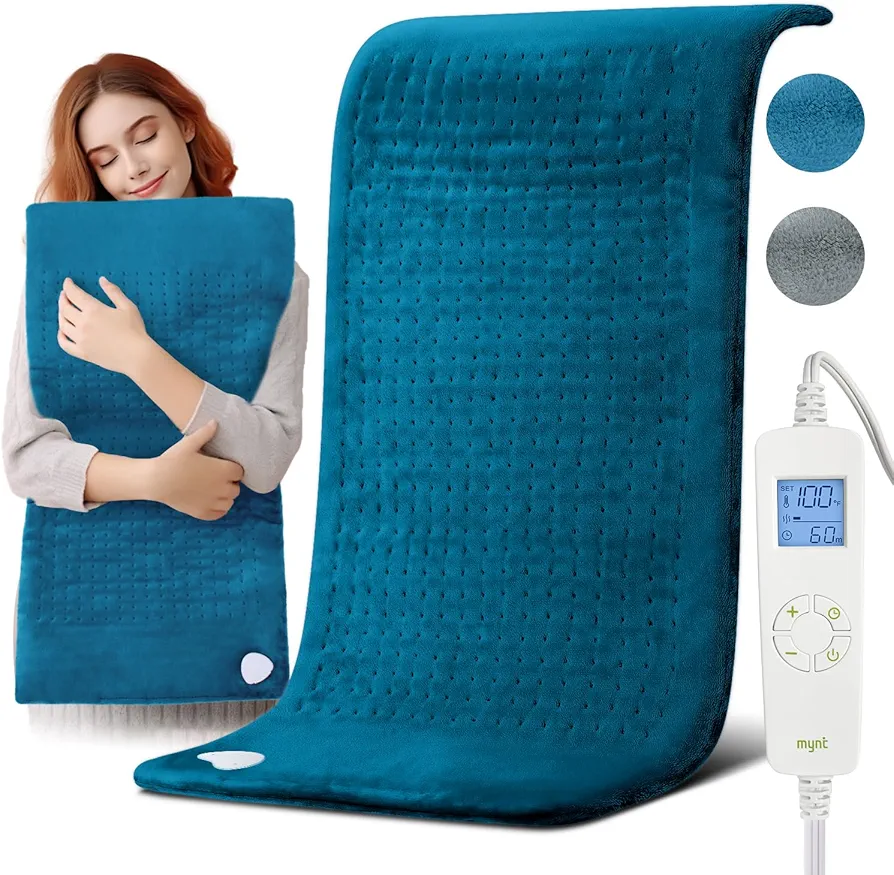 Large Heating Pad for Back Pain Relief 33" x 17" Upgraded Electric Heated Pads Heating Therapy for Cramps, Neck, Shoulder with 6 Temperature Controller auto Shut Off (Blue)