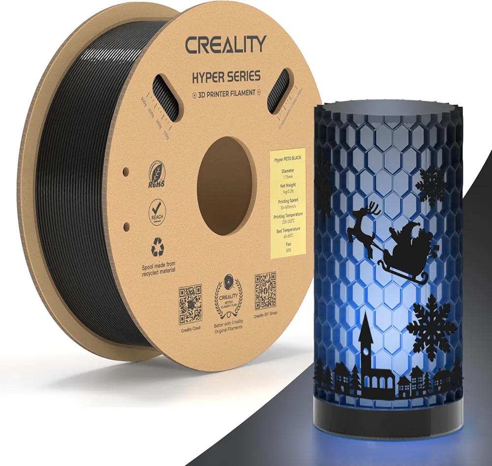 Upgrade Official Creality Hyper PETG Filament, 2024 Latest Batch, High Speed 30-600mm/s 3D Printer Filament PETG, No Stringing Good Layer Adhesion Fit Various 3D Printers