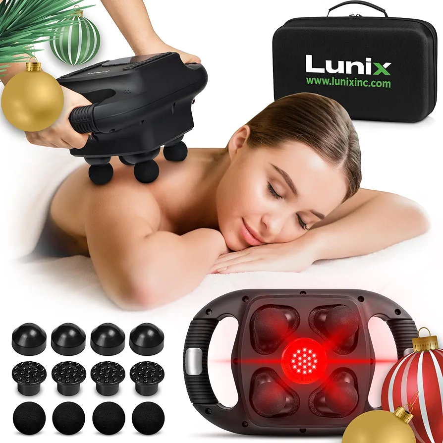 LX25 4-Head Professional Massage Gun Deep Tissue, Chiropractic Massager, Body Sport Massage Machine, Vibrating Back Massager for Pain Relief