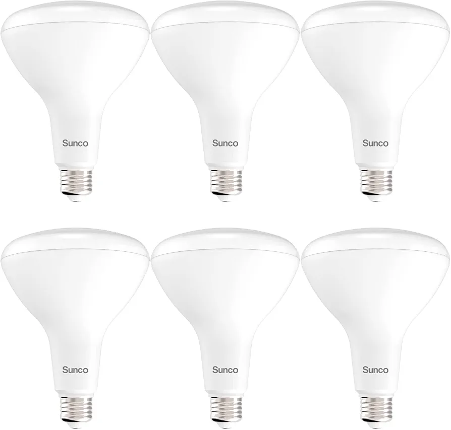 Sunco 6 Pack BR40 LED Light Bulbs, Indoor Flood Lights, Dimmable, 1400 Lumens, 100W Equivalent 17W, 2700K Soft White, Indoor Residential Home Recessed Can Lights, E26 Base, CRI94, High Lumens - UL