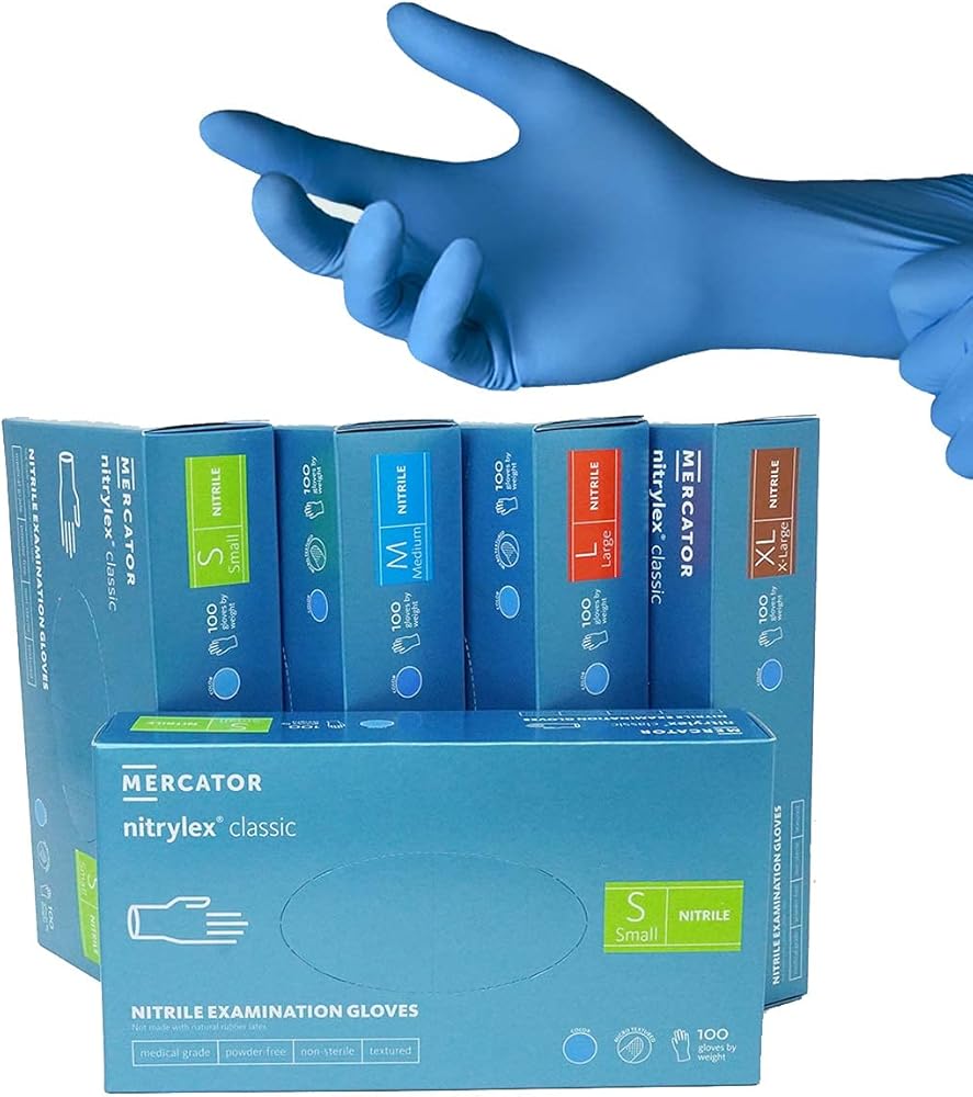 Nitrile Medical Exam Gloves 1000/cs, Powder-Free, Latex-Free, Textured, Blue, S - SMALL, Disposable Examination Gloves, Strong & Flexible, 10 bx of 100 Nitrile Gloves