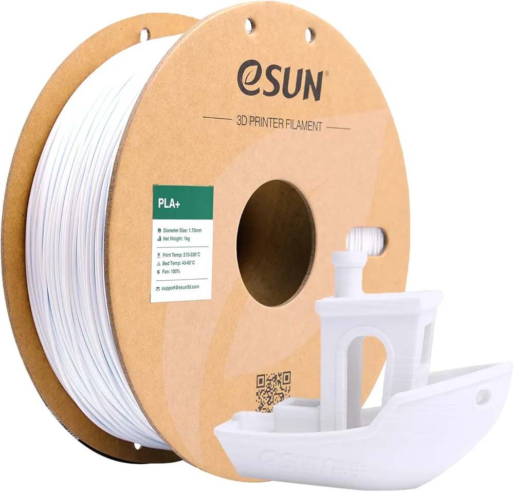 eSUN PLA+ Filament 1.75mm, 3D Printer Filament PLA Plus, Dimensional Accuracy +/- 0.03mm, 1KG Spool (2.2 LBS) 3D Printing Filament for 3D Printers, Cold White