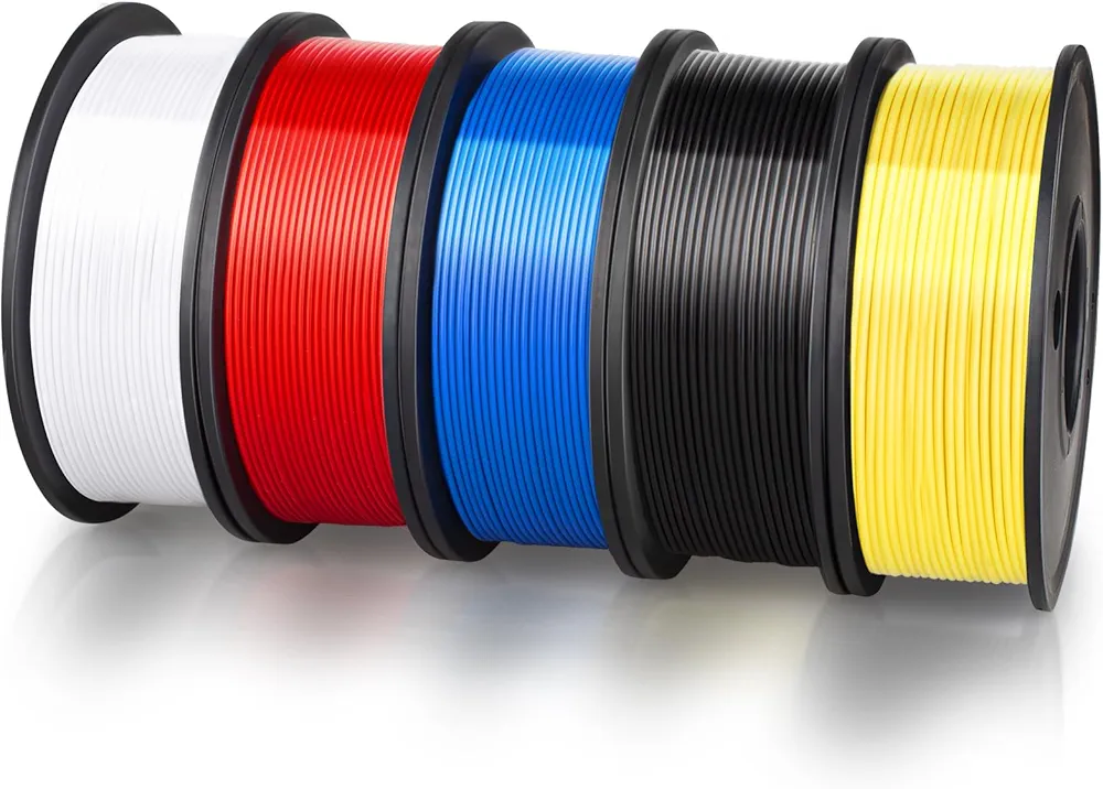 PLA 3D Printer Filament Bundle, 1.75mm 3D Printer Filament, Acurracy +/- 0.02mm, 250gX5 Spools, 1.25 Kg in Total, 5 Colors 3D Printer Filament Pack, No Clogging&Bubble, Fit for 3D Pen and FDM Printer