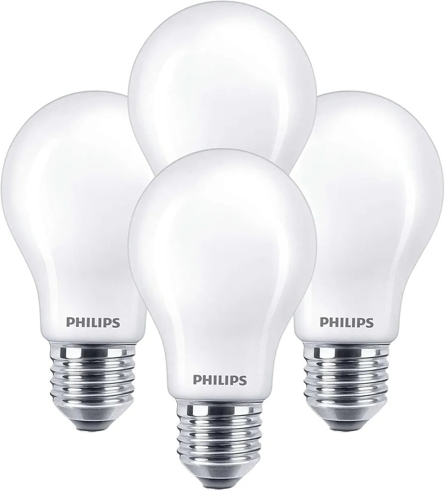 PHILIPS LED Flicker-Free Frosted Dimmable A19 Light Bulb - EyeComfort Technology - 800 Lumen - Soft White (2700K) – 8.8W=60W - E26 Base - Ultra Definition Old Version - Indoor - 4-Pack