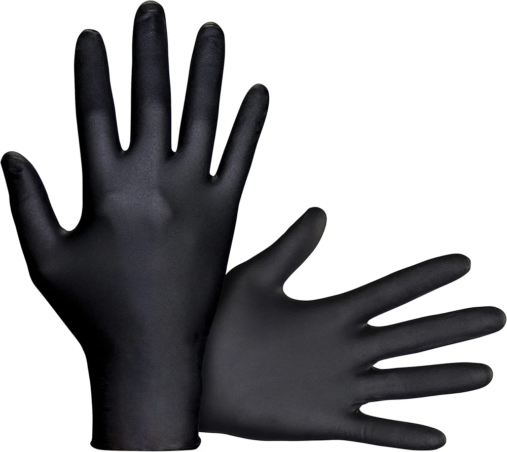 Raven SAS66518 SAS Safety Powder Free Examination Black Nitrile Gloves - 7 Mil Large