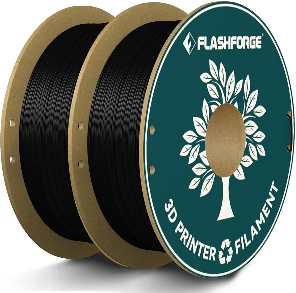 FLASHFORGE PLA Filament 1.75mm Black, 3D Printer Filament Bundle 2kg (4.4lbs) Cardboard Spool, Dimensional Accuracy +/- 0.02mm, 3D Printing Filament Easy to Use and Fits for Most FDM 3D Printers