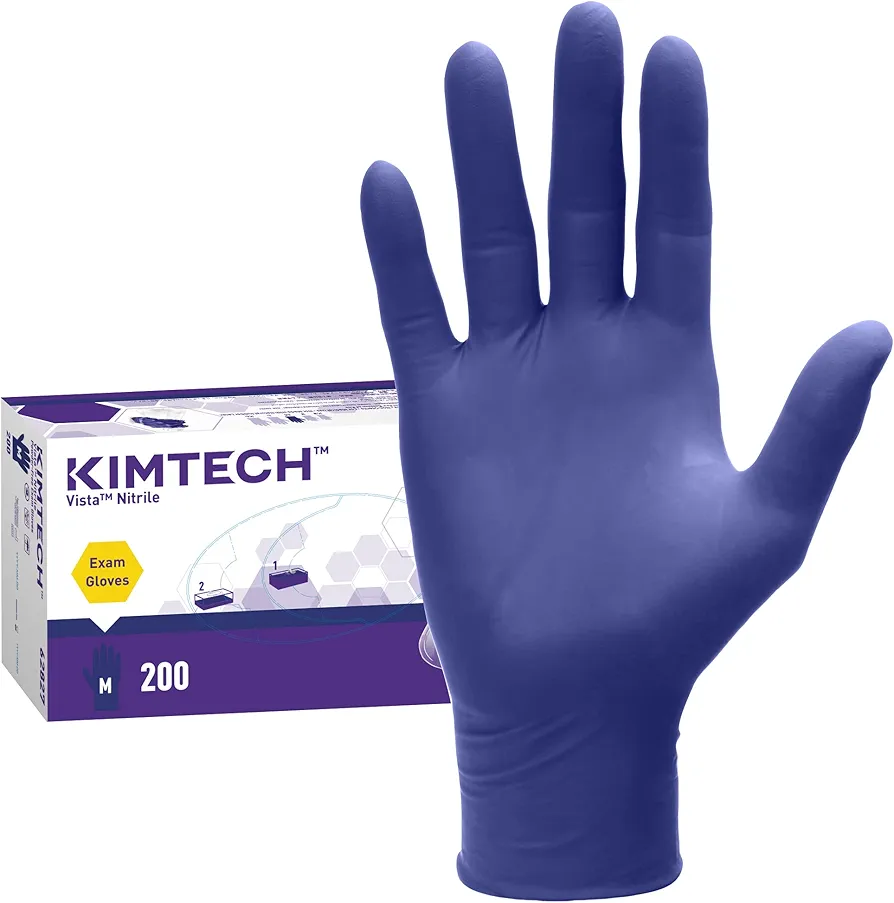 KIMTECH™ Vista™ Nitrile Exam Gloves (62827) 4.3 Mil, Ambidextrous, 9.5”, M, 200 Nitrile Gloves / Box,Blue