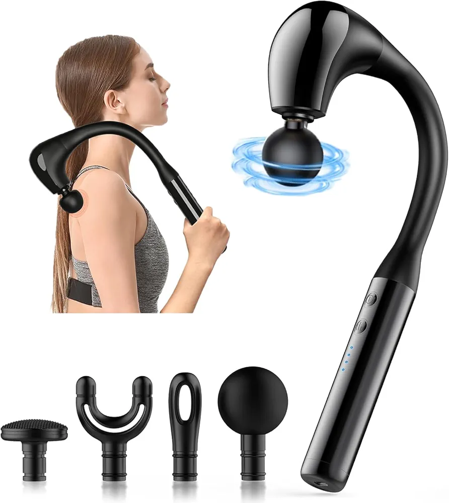 LUOOV Gun Deep Tissue Eith Heat Foot/Neck/Leg/Back Massager Gun Electric Fascia Gun Shoulder Massager Self Back Massage Gun Muscle Massager Hand Held Deep Tissue Pain Relief Mini Massage Gun