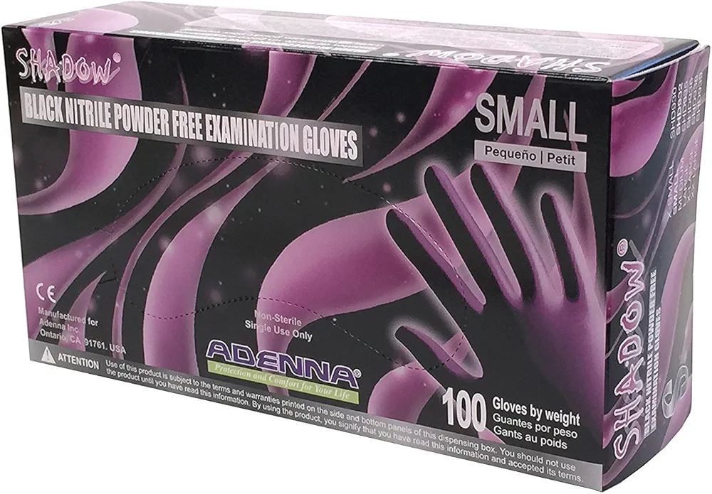 Adenna Shadow Black Nitrile Powder Free Exam Gloves (100 Box)