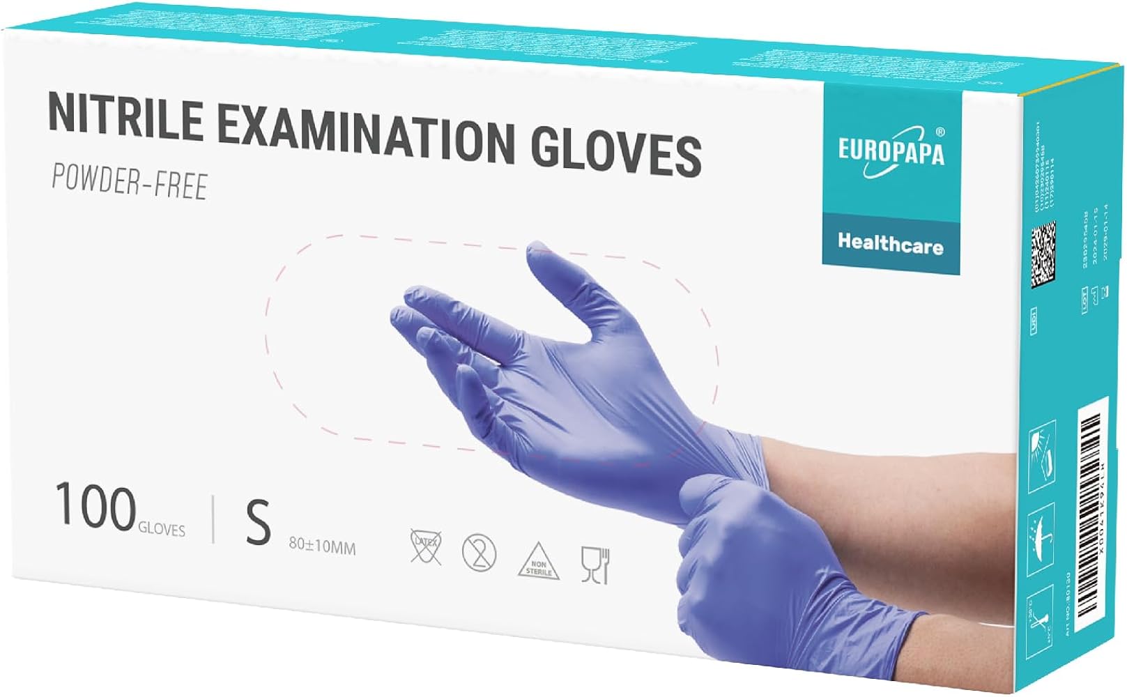 EUROPAPA Nitrile Examination Gloves, Pack of 100