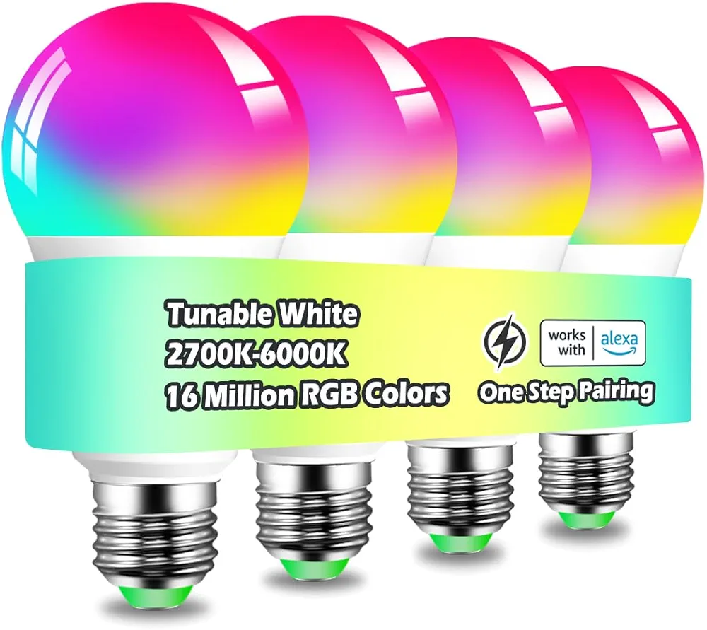 MELPO Smart Light Bulbs, 1300LM Color Changing Light Bulb, 16 Million Colors, Tunable White Alexa Light Bulbs, Music Sync, DIY Flash, Timing, A19 E26 Smart Bulbs, 130W Equivalent, No WiFi Required.