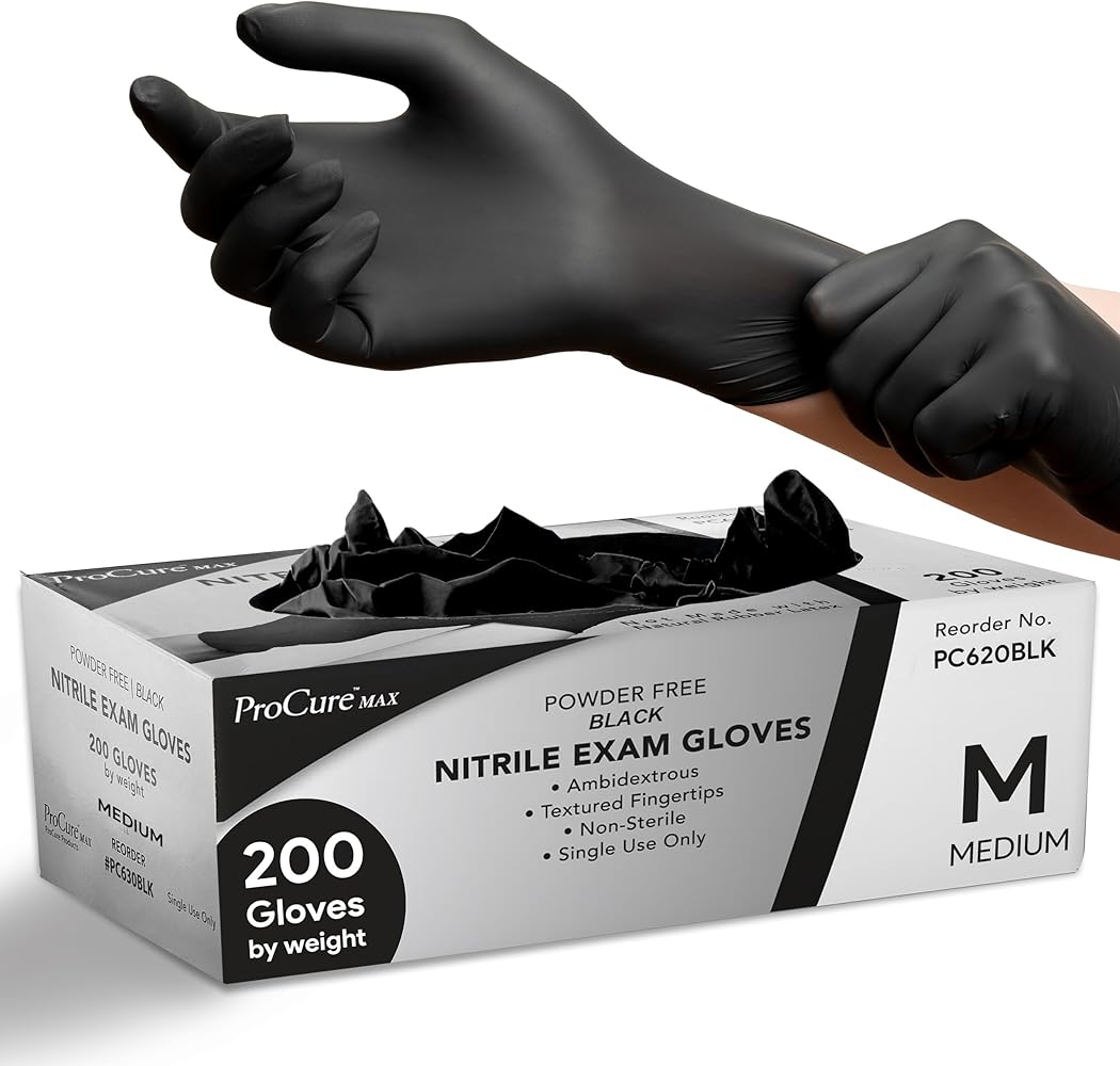 Black Nitrile Disposable Gloves | 200-Pack | Latex-Free for Medical, Surgical, Cleaning, Food Prep, Cooking, Tattoo