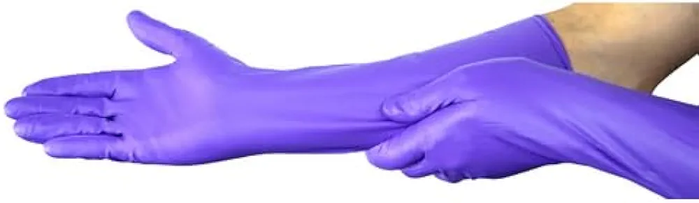 HALYARD Purple Nitrile-Xtra Exam Gloves, Powder-Free, 5.9 mil, 12", Purple, X-Large, 50604 (Box of 50)