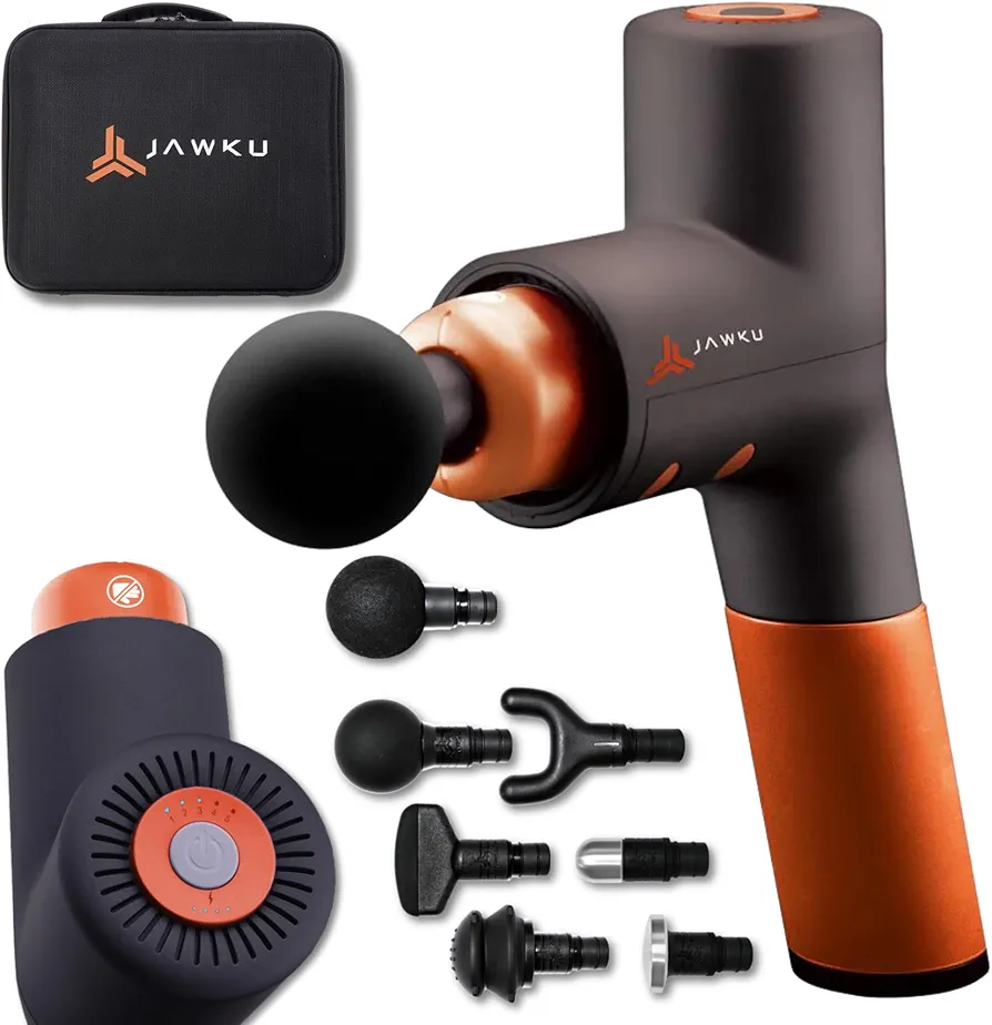 JAWKU Muscle Blaster V2 Cordless Percussion Massage Gun, Rechargeable Handheld Stimulation, Vibration and Deep Tissue Muscle Massager, Ultra Quiet