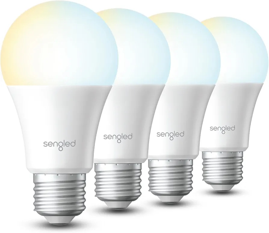 Sengled Dual Mode Smart Light Bulbs with Remote & App Control, LED Light Bulbs 2700K-6500K Dimmable, Remote Control Light Bulbs 60W Equiv, Group Control, Timing, Sunrise & Sunset (4P, No Remote)