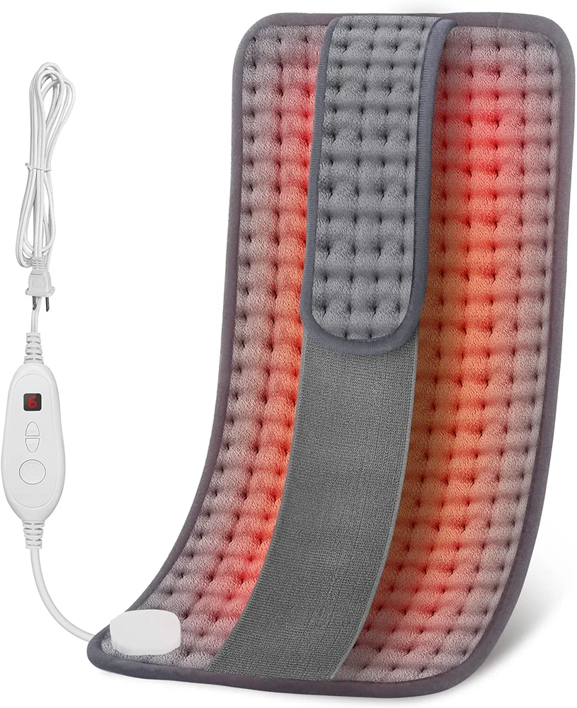 Comfier Heating Pad for Back, Heat Pad for Back with 6 Heat Settings & Auto Shut Off,Heated Back Wrap with Strap as Gift for Mom Women or Dad