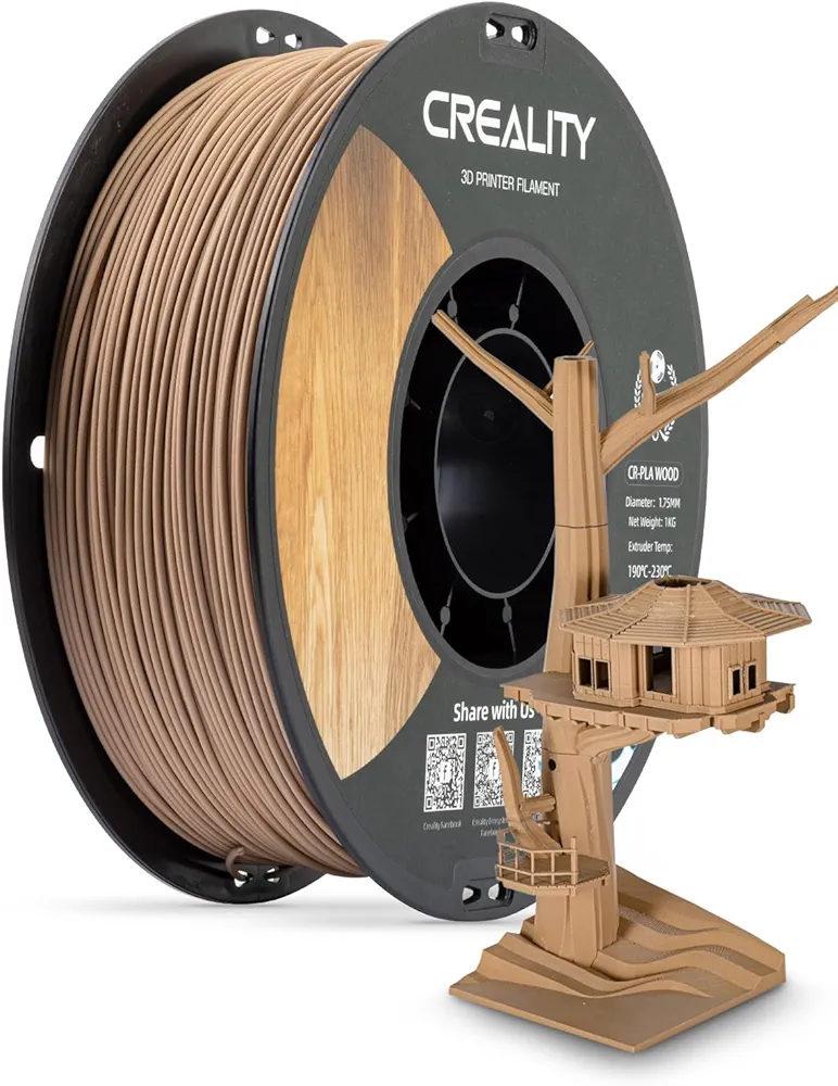 Creality Wood Filament PLA, 3D Printer Filament 1.75 mm, Smooth Silk Texture, Toughness, 1kg(2.2lbs)/Spool Printing Filament, for All FDM Printers (Wood)