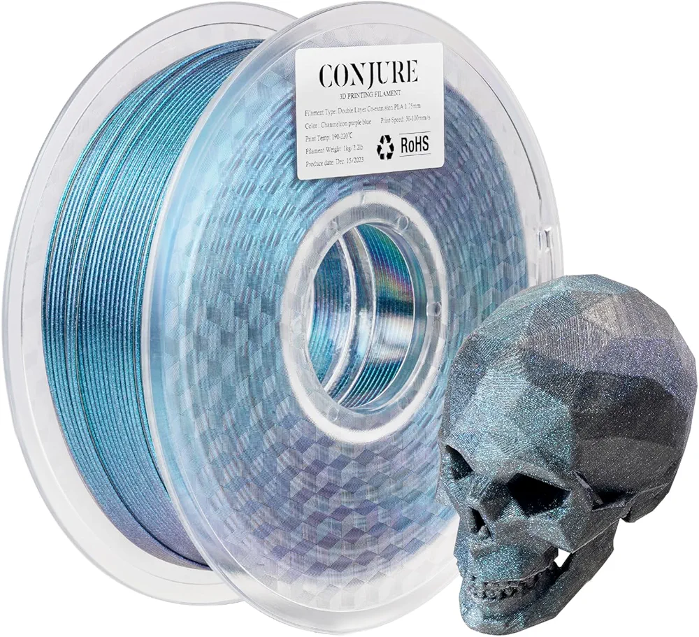 Chitu Systems Conjure Chameleon PLA 3D Printer Filament, 1.75mm Christmas Galaxy Dual Color Filament, Changing Color with Light and Angles, Blue Purple 3D Printing Filament 1KG/2.2lb