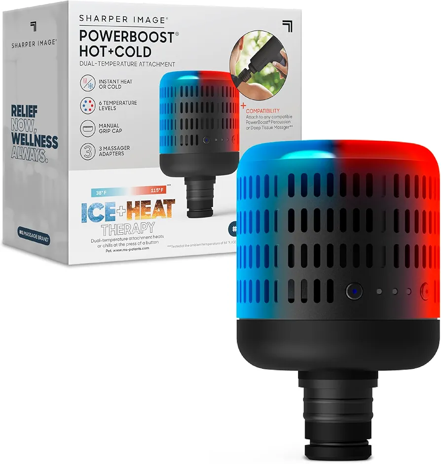 Sharper Image® Powerboost Hot + Cold Dual-Temperature Attachment - Instant Heat & Cold, 6 Temperature Levels, Compatible with Powerboost Massage Guns