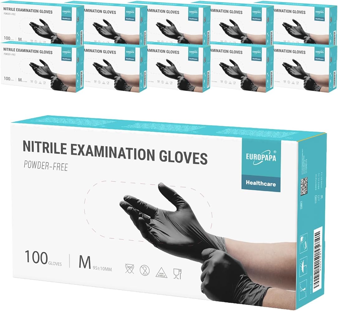 EUROPAPA Nitrile Exam Gloves Available in Sizes S, M, L & XL Pack of 1000