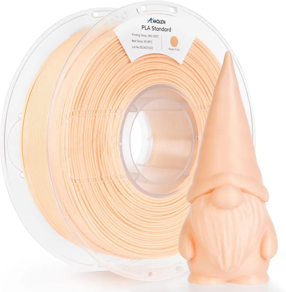 AMOLEN 3D Printer Filament PLA, Ture High Speed 600mm/s 1.75mm PLA Filament Peach Fuzz (Flesh color)PLA, 1KG/2.2lb, Dimensional Accuracy +/- 0.02 mm, Smooth & Non-Tangle, Fits for Most FDM 3D Printer