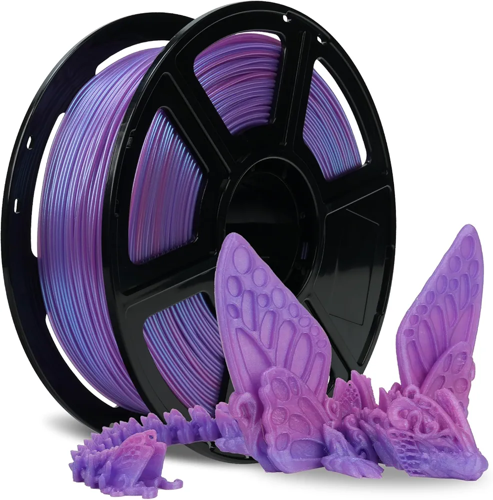 FLASHFORGE Rapid PLA Filament 1.75mm +/- 0.02mm Blue to Pink Gradient, Max 500mm/s High Speed Printing, 3D Printer Filament 1kg(2.2lbs), Changing Colors with Light