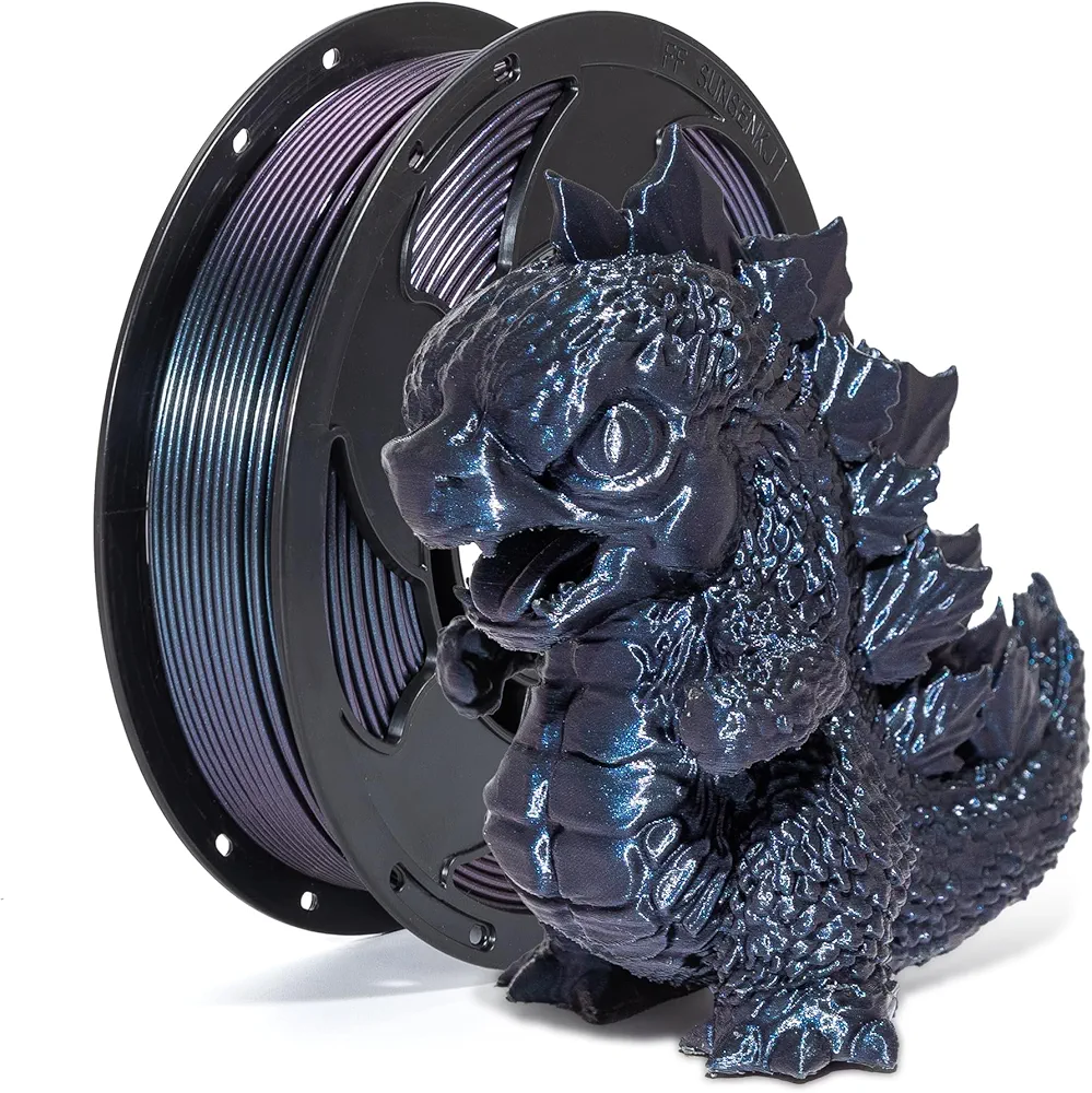 Color Change PLA Plus Filament 1.75mm 250g Spool, 3D Printer Filament Chameleon Shiny Sparkle Glitter by Different Light Sunlight Magic PLA Printing 3D Filament (Burnt Titanium-250g)