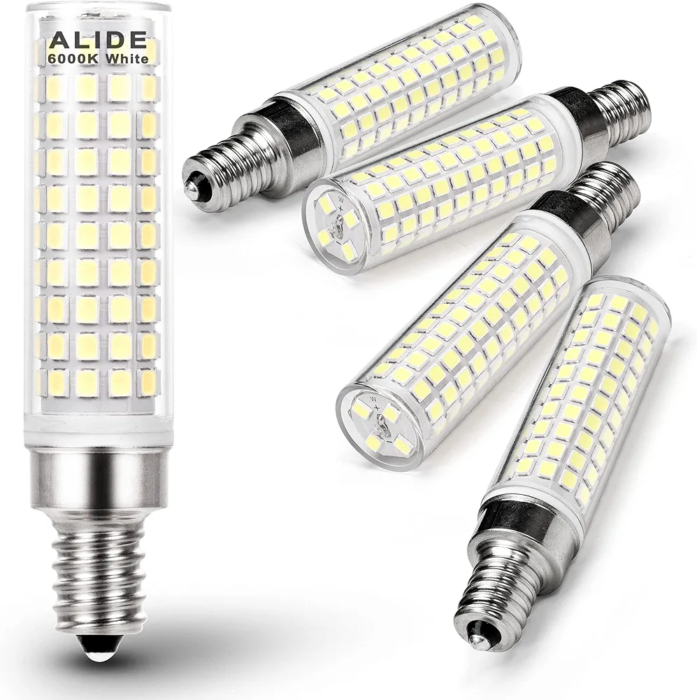 ALIDE E12 10W 6000K LED Candelabra Bulbs 100w Equivalent 1200lm 0.73 * 3.15inch, Non-dimmable, 5Pack