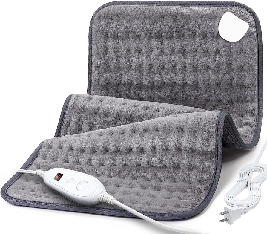 DAILYLIFE Heating Pad for Back Pain Relief, 12"x24" Electric Heating Pads for Cramps, Back, Shoulder and Neck with 6 Heat Settings, Fast-Heating Technology, Auto Shut Off, UL Certification, Gray