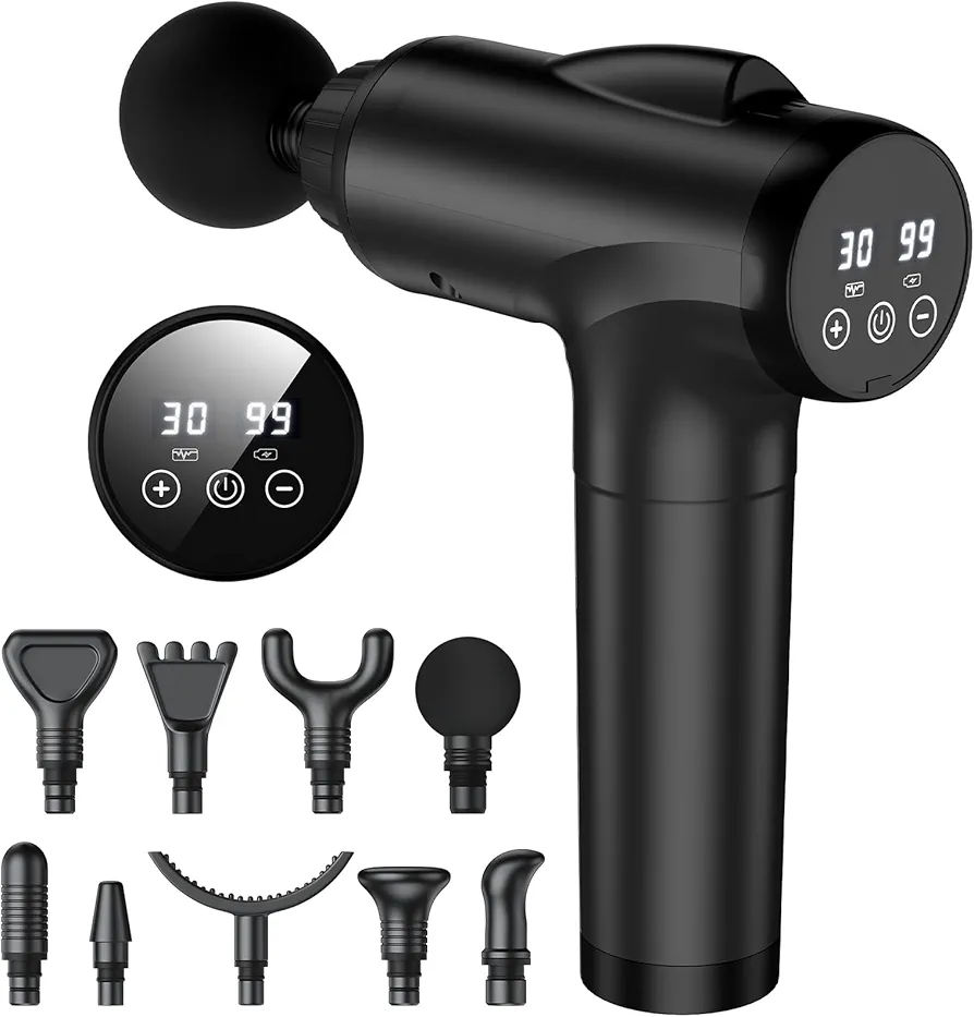 Massage Gun Deep Tissue, Handheld Percussion Massage Gun with 30 Speed Levels, 35 Lb Stall Force, Back Electric Cordless Massage Gun for Athletes for Pain Relief, Quiet Operating (Black)