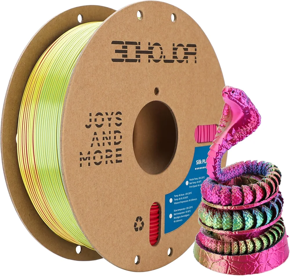 Silk PLA Filament 1.75mm Red Yellow Blue Triple Color PLA 3D Printer Filament 3 in 1 Coextrusion 1KG Spool(2.2lbs) 3D Printing Filament Dimensional Accuracy +/- 0.03mm