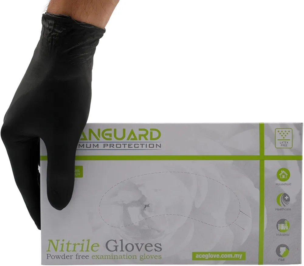 Black Cleanguard® Medical Nitrile Exam Gloves, 100-ct, Disposable & Non-Sterile for Healthcare, Food Handling and Catering, Nursing, Cleaning, Hair Dye, Salon, Dermatology, Dentistry & More (Large)