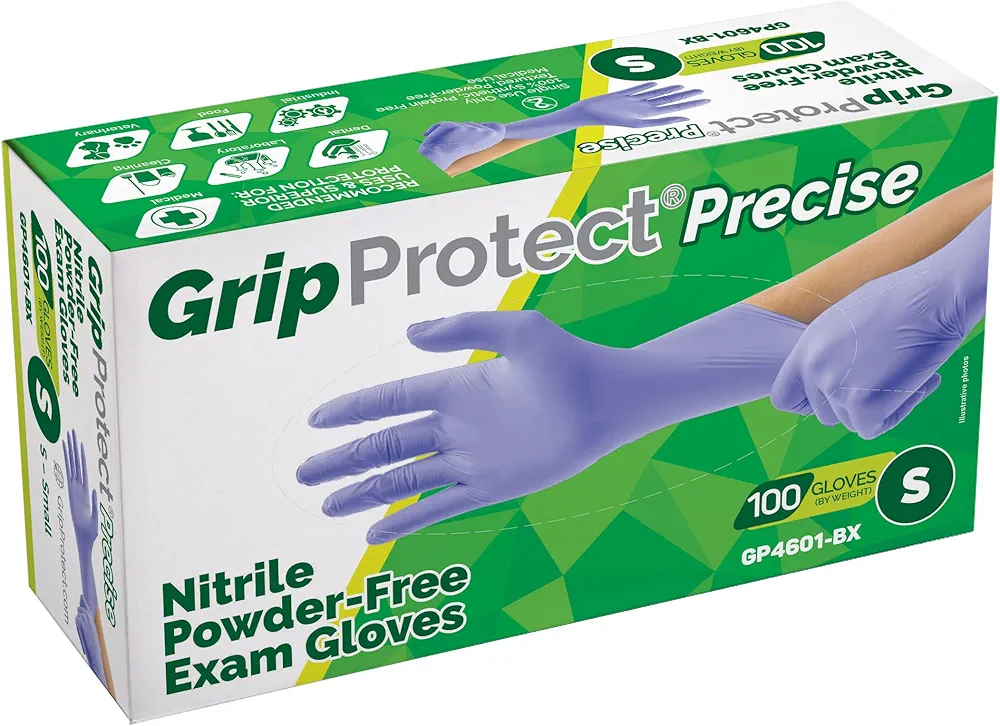 GripProtect Precise Nitrile Exam Gloves | 4 Mil | Chemo-Rated | (Small, 100)