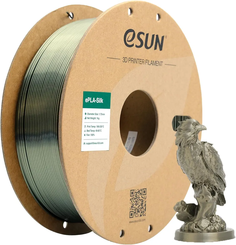 eSUN Silk Metal PLA Filament 1.75mm, Silky Metallic 3D Printer Filament PLA, Dimensional Accuracy +/- 0.05mm, 1KG Spool (2.2 LBS) 3D Printing Filament for 3D Printers, Silk Bronze