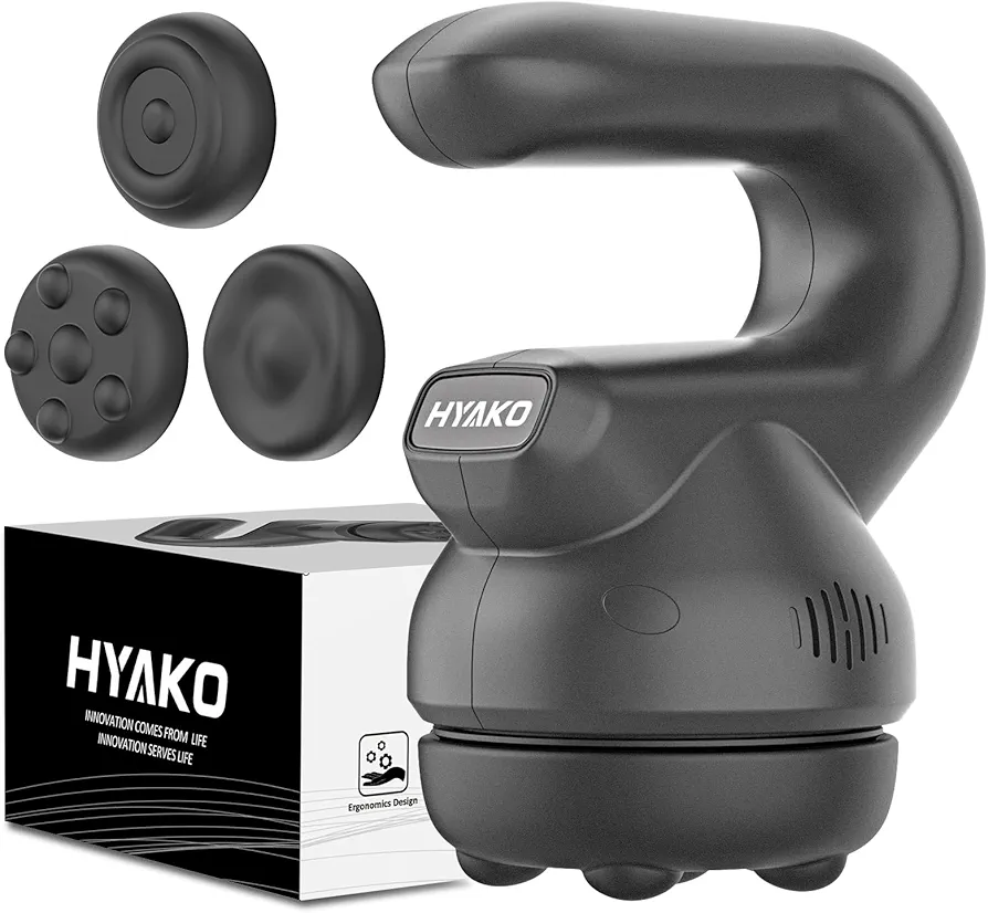 HYAKO Handheld Professional Mini Orbital Buffer Relief Massager, Adjustable Multi-Speed Vibration Deep Tissue Body Chiropractic Massager for Neck, Shoulder, Leg,Back muscle pain relief massage therapy