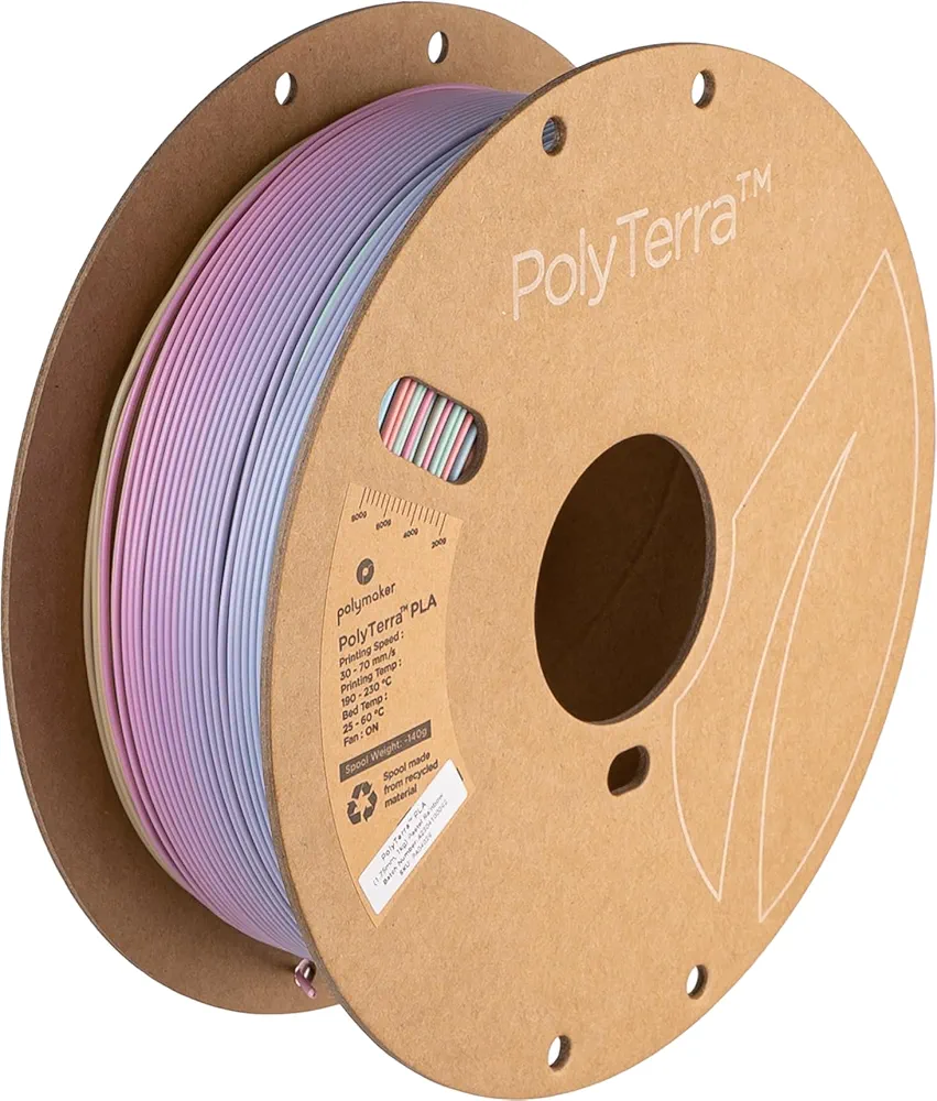 Polymaker Matte Rainbow PLA Filament 1.75mm, Multicolor Gradient PLA 3D Printer Filament 1.75 1kg - PolyTerra PLA Rainbow 3D Printing Filament, Dimensional Accuracy ± 0.03mm