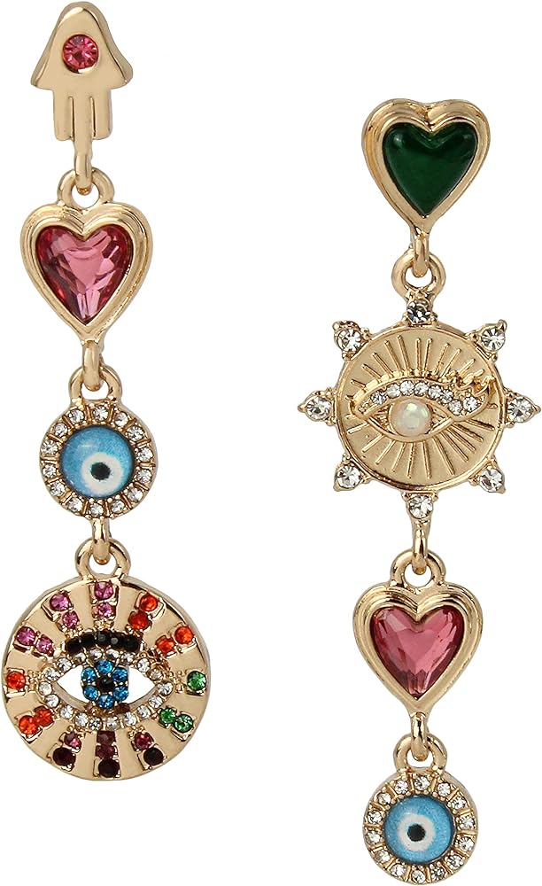 Betsey Johnson Womens Evil Eye Linear Earrings