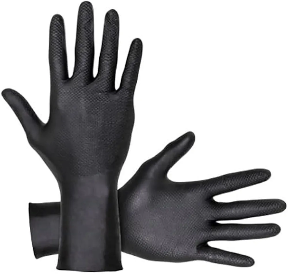 SAS Safety SAS 66518 Raven Grip Nitrile Disposable Gloves, Extended Cuff Powder & Latex-Free Exam-Grade Gloves, 7 Mil-Thick, 12-Inch Length, 100-Count Box, Large, Black Corp