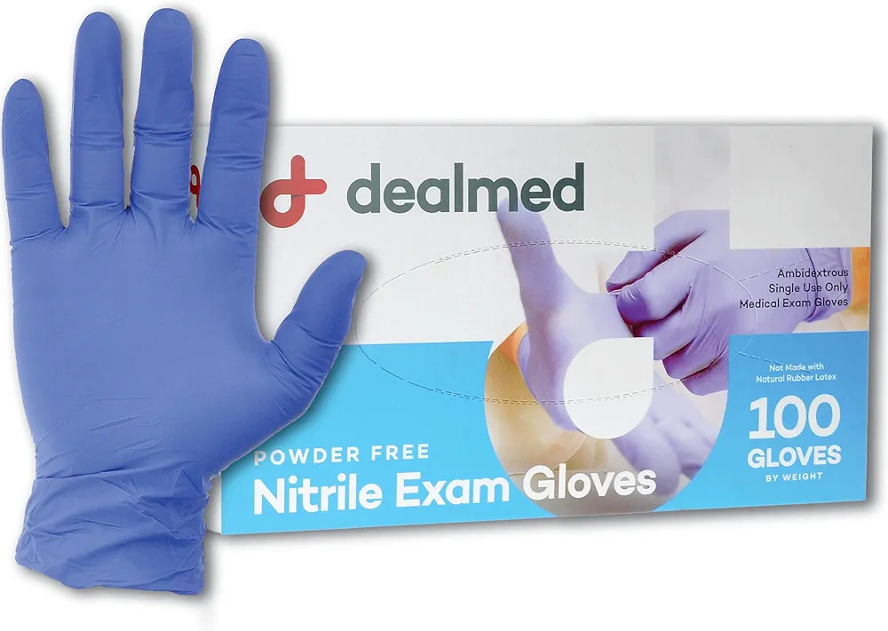 Dealmed Medical Exam Gloves – 100 Count Large Nitrile Gloves, Disposable, Non-Irritating Gloves, Latex Free Gloves, Multi-Purpose Use for a First Aid Kit and Medical Facilities