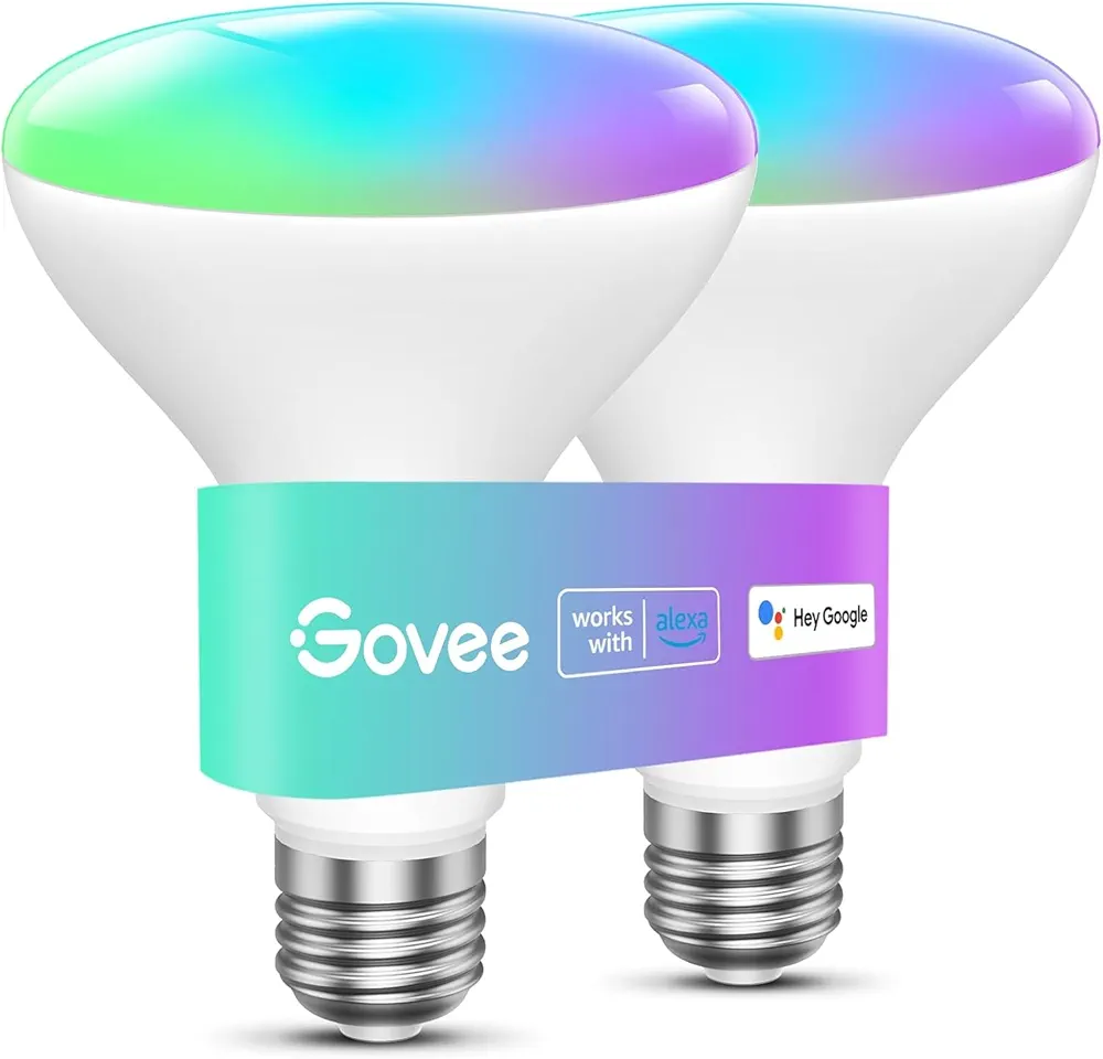 Govee Smart Light Bulbs, 1200 Lumens Dimmable BR30 Bulbs, RGBWW Color Changing Light Bulb, Flood Light Bulbs Work with Alexa, Google Assistant, WiFi & Bluetooth LED Bulbs, Music Sync, 2 Pack